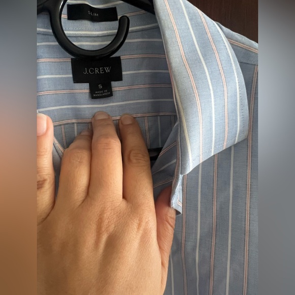 J. Crew Men's Light Blue and Pink Striped Shirt - Picture 1 of 4
